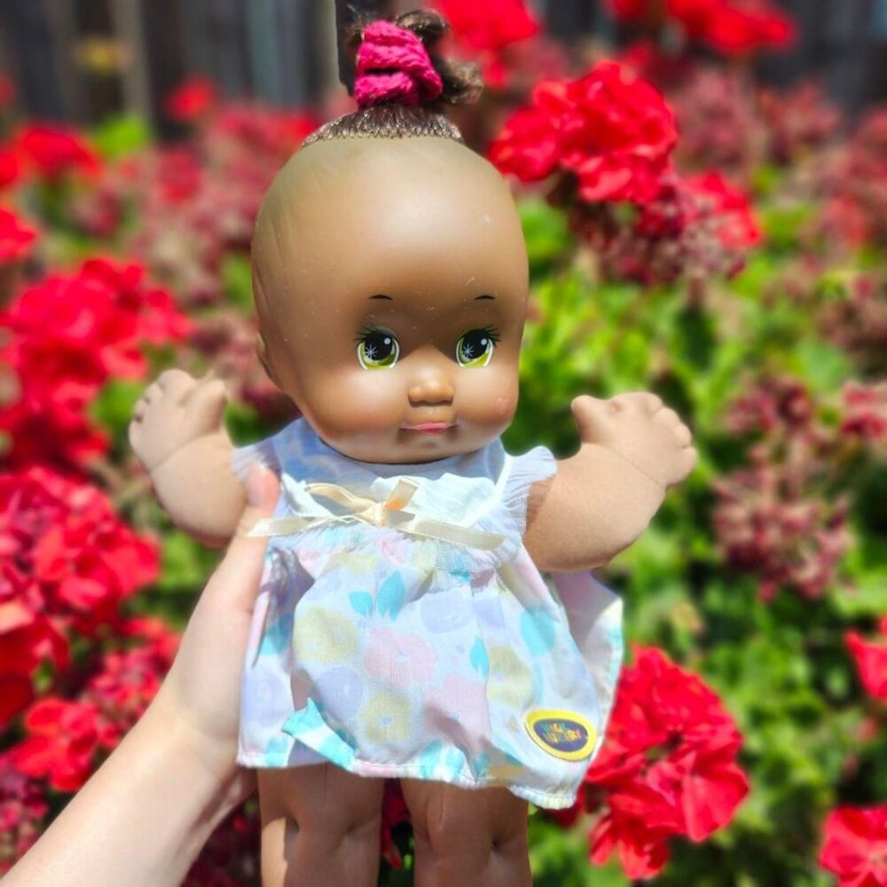 Vintage 1989 Cabbage Patch Magic Nursery Doll Brown Skin/Green Eyes/Cheek Heart